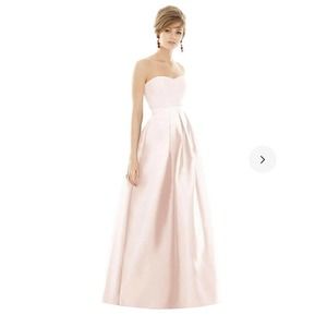 Alfred Sung Strapless Pleated Skirt Maxi Dress with Pockets - D755 size 16